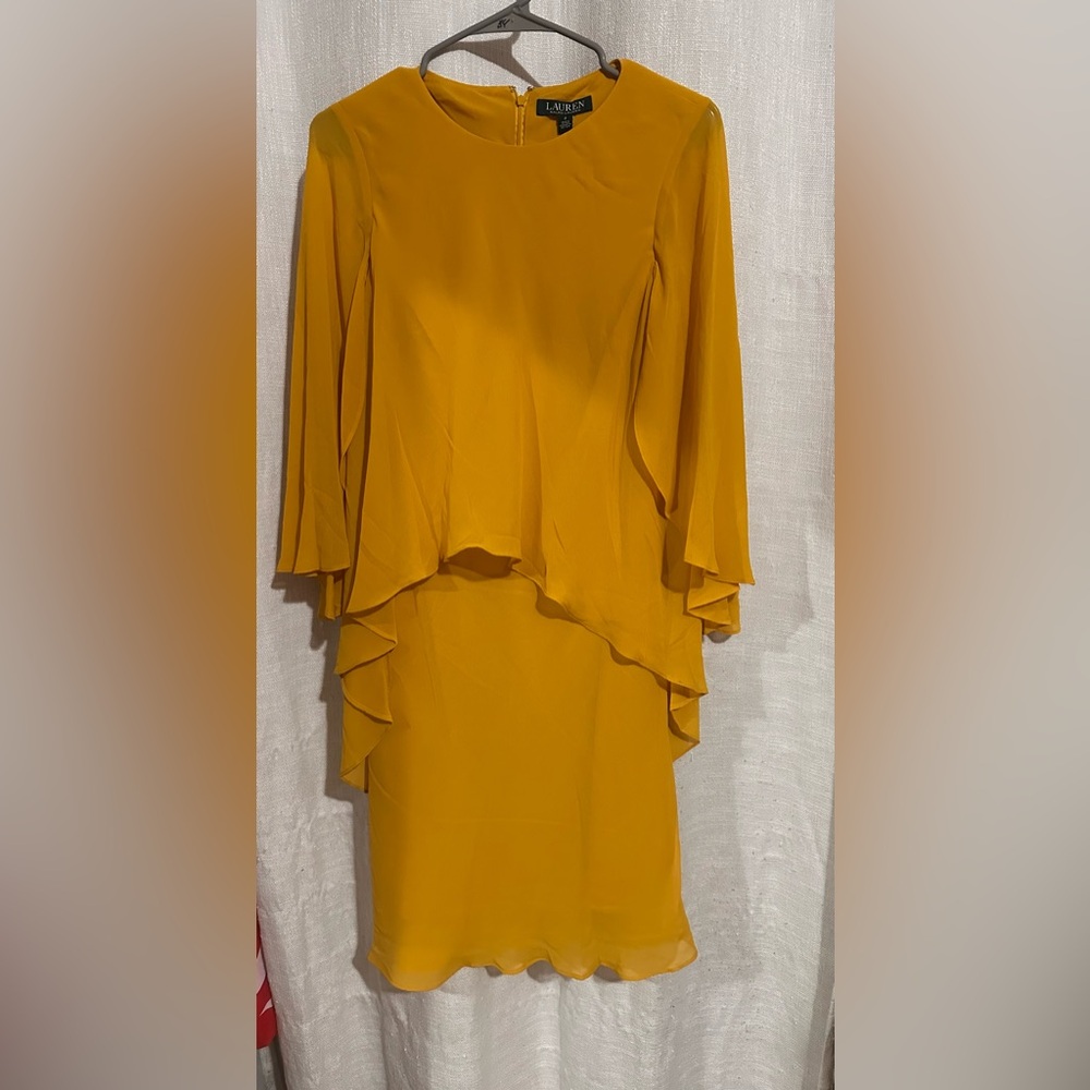 Lauren Ralph Lauren Women's Layered Georgette Dress in the color Tuscan Sun